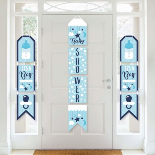 Big Dot of Happiness It's a Boy - Hanging Vertical Banners - Baby Shower Indoor Door Decor Perspective: front