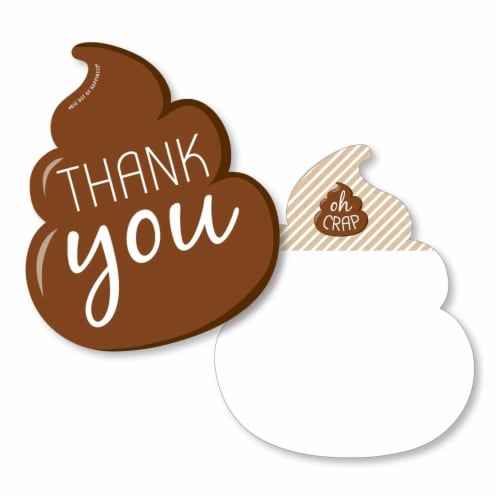Big Dot of Happiness Oh Crap, You're Old - Poop Birthday Party Shaped Thank You Cards 12 Ct Perspective: front
