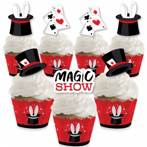 Big Dot of Happiness Ta-Da, Magic Show Decor - Cupcake Wrappers & Treat Picks Kit 24 Ct Perspective: front
