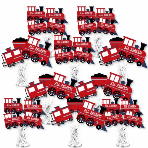 Big Dot of Happiness Railroad Crossing - Centerpiece Sticks - Showstopper Table Toppers 35 Pc Perspective: front