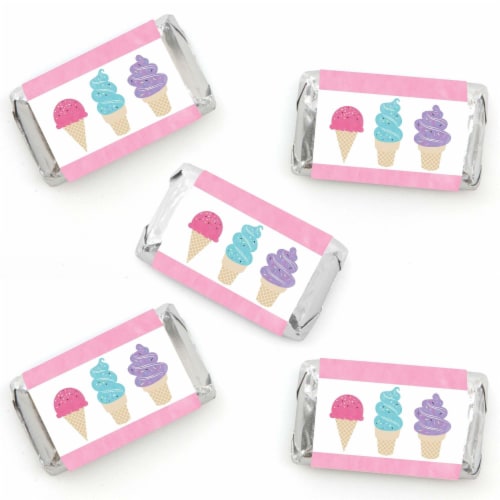 Big Dot of Happiness Scoop Up the Fun - Ice Cream Mini Candy Bar Wrapper - Party Favors 40 Ct Perspective: front