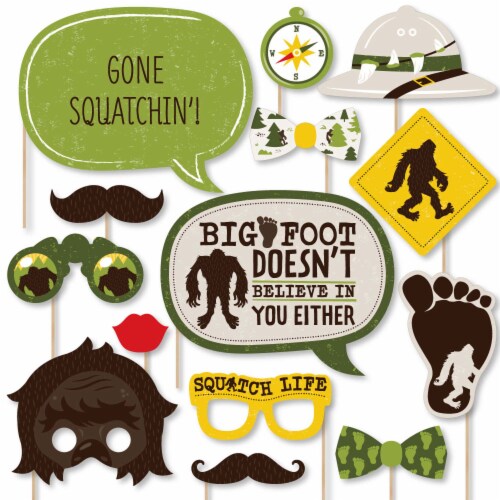 Big Dot of Happiness Sasquatch Crossing - Bigfoot Party or Birthday Photo Booth Props 20 Ct Perspective: front