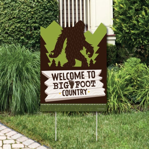 Big Dot of Happiness Sasquatch Crossing - Party Decorations - Bigfoot Welcome Yard Sign Perspective: front