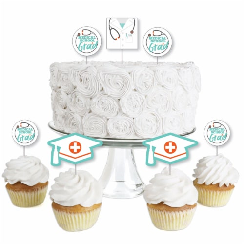 Big Dot of Happiness Medical School Grad - Cupcake Toppers Doctor Clear Treat Picks - 24 Ct Perspective: front