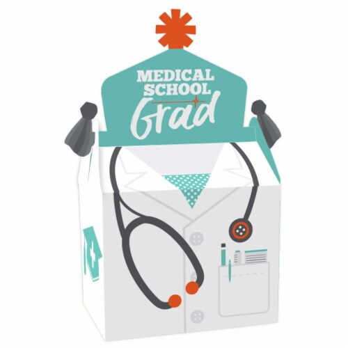 Big Dot of Happiness Medical School Grad Treat Box Favors Doctor Grad Party Gable Boxes 12 Ct Perspective: front