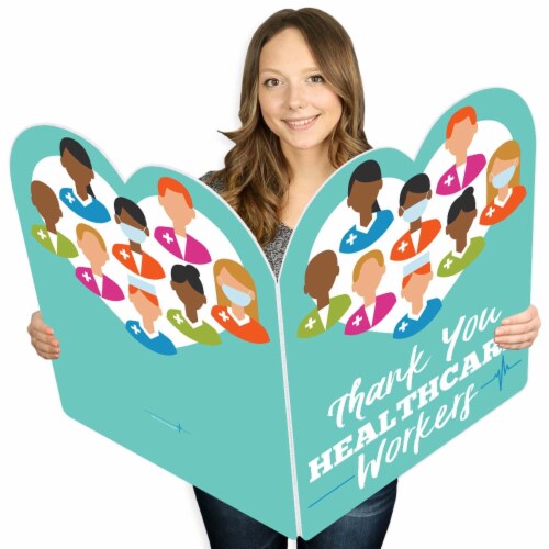 Big Dot of Happiness Thank You Healthcare Workers Appreciation Giant Greeting Jumborific Card Perspective: front