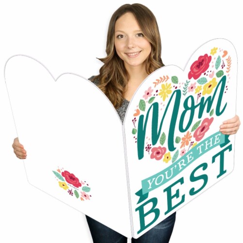 Big Dot of Happiness Colorful Floral Happy Mother's Day Giant Greeting Shaped Jumborific Card Perspective: front