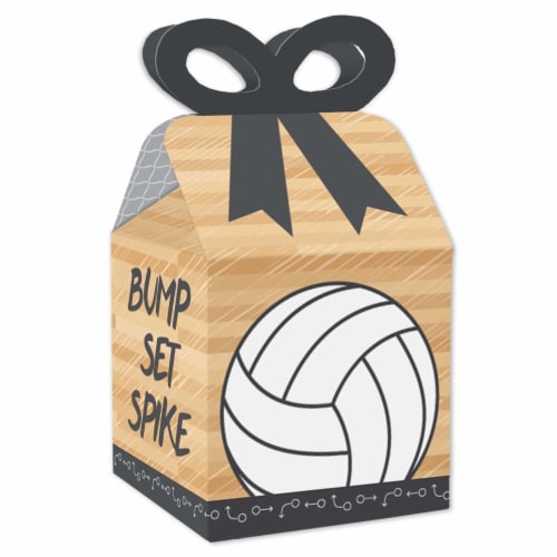 Big Dot of Happiness Bump, Set, Spike Volleyball Square Favor Gift Box Party Bow Boxes 12 Ct Perspective: front
