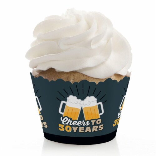Big Dot of Happiness Cheers & Beers to 30 Years - Birthday Party Decor Cupcake Wrappers 12 Ct Perspective: front