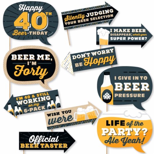 Big Dot of Happiness Funny Adult 40th Birthday Gold - Birthday Party Photo  Booth Props 10 Pc, 10 Count - King Soopers