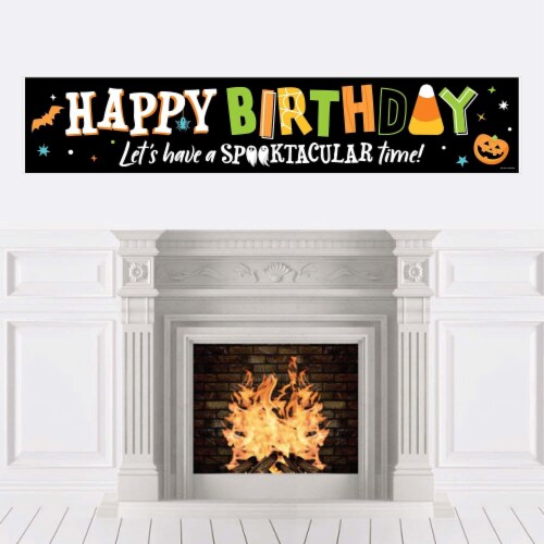 Big Dot of Happiness Jack-O'-Lantern Halloween - Happy Birthday Kids Decorations Party Banner Perspective: front
