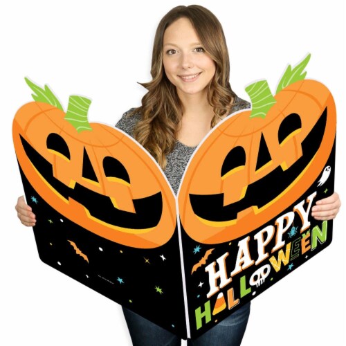 Big Dot of Happiness Jack-O'-Lantern Halloween - Kids Giant Greeting Card - Jumborific Card Perspective: front