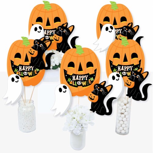 Big Dot of Happiness Jack-O'-Lantern Halloween Party - Centerpiece Stick Table Toppers 15 Ct Perspective: front