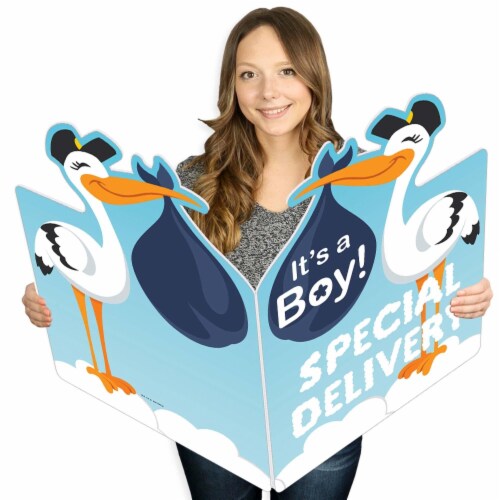 Big Dot of Happiness Boy Special Delivery Congratulations Giant Greeting Card Jumborific Card Perspective: front