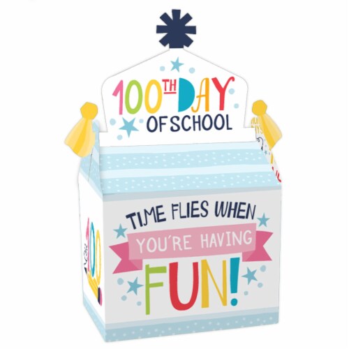 Big Dot of Happiness Happy 100th Day of School Treat Party Favors 100 Days Gable Boxes 12 Ct Perspective: front