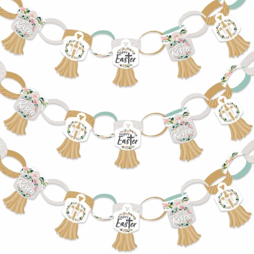 Big Dot of Happiness Religious Easter 90 Links & 30 Tassels Party Paper Chains Garland 21 ft Perspective: front