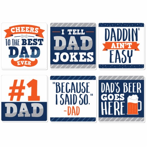 Big Dot of Happiness Happy Father's Day - Funny We Love Dad Party Decor - Drink Coasters 6 Ct Perspective: front