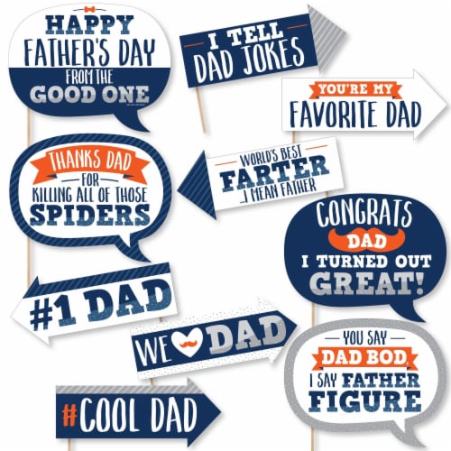 Big Dot of Happiness Funny Happy Father's Day - We Love Dad Party Photo Booth Props 10 Pc Perspective: front