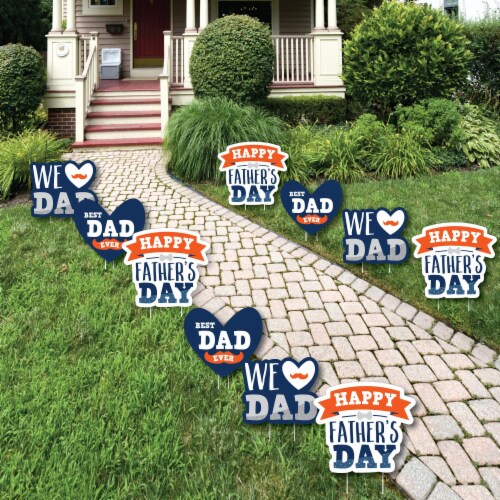 Big Dot of Happiness Happy Father's Day Lawn Decor Outdoor We Love Dad Party Yard Decor 10 Pc Perspective: front