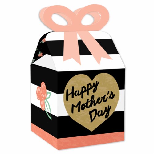 Big Dot of Happiness Best Mom Ever Square Favor Gift Boxes Mother's Day Party Bow Boxes 12 Ct Perspective: front
