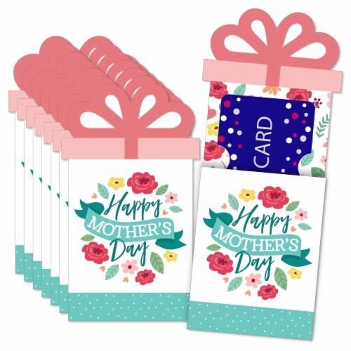 Big Dot of Happiness Colorful Floral Happy Mother's Day Money & Nifty Gifty Card Holders 8 Ct Perspective: front