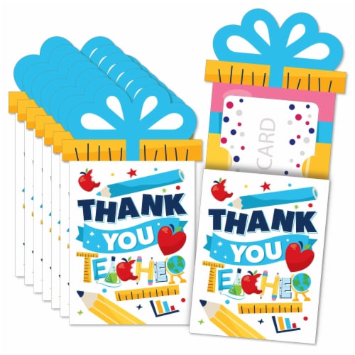 Big Dot of Happiness Thank You Teachers - Appreciation Money & Nifty Gifty Card Holders 8 Ct Perspective: front