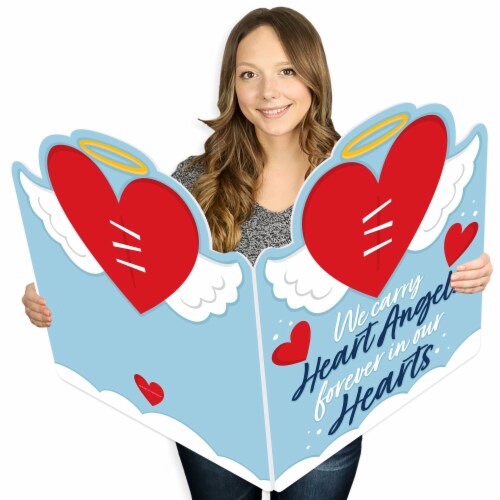 Big Dot of Happiness Heart Angel - Sympathy Giant Greeting Card - Big Shaped Jumborific Card Perspective: front