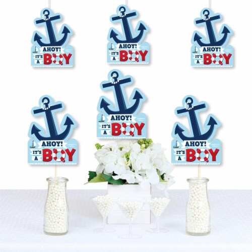 Big Dot of Happiness Ahoy It's a Boy - Anchor Decor DIY Nautical Baby Shower Essentials 20 Ct Perspective: front