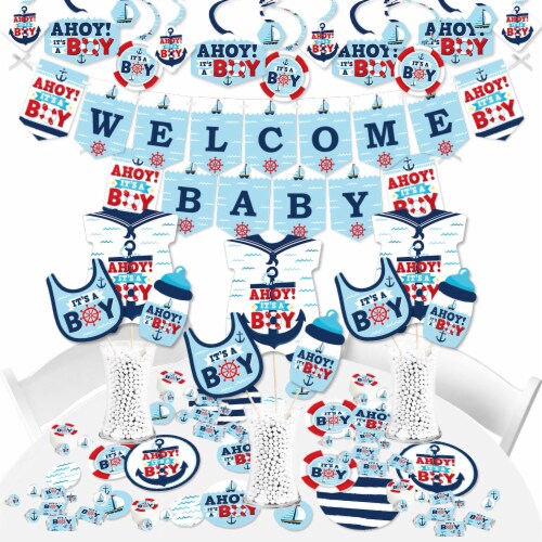Big Dot of Happiness Ahoy It's a Boy - Nautical Party Supplies Banner Decor Kit Fundle Bundle Perspective: front
