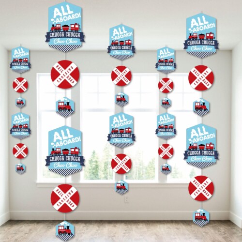 Big Dot of Happiness Railroad Party Crossing Train DIY Backdrop Hanging Vertical Decor 30 Pc Perspective: front
