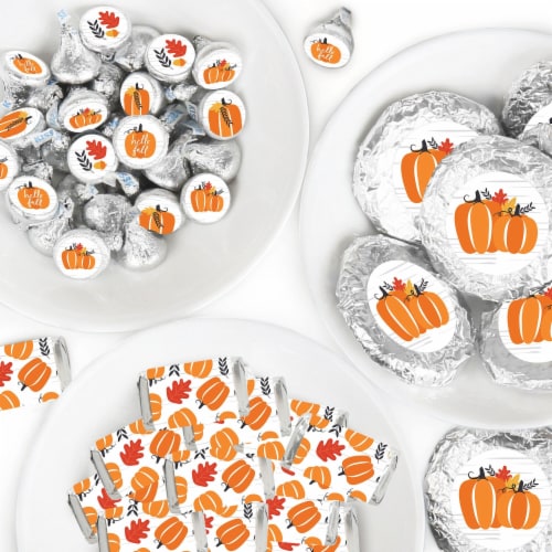 Big Dot of Happiness Fall Pumpkin Halloween Thanksgiving Party Candy Favor Sticker Kit 304 Pc Perspective: front