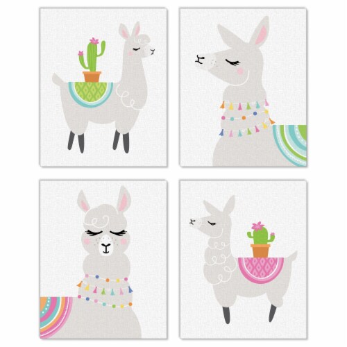 Big Dot of Happiness Whole Llama Fun Unframed Llama Linen Paper Wall Art 4 Ct Artisms 8 x 10 Perspective: front
