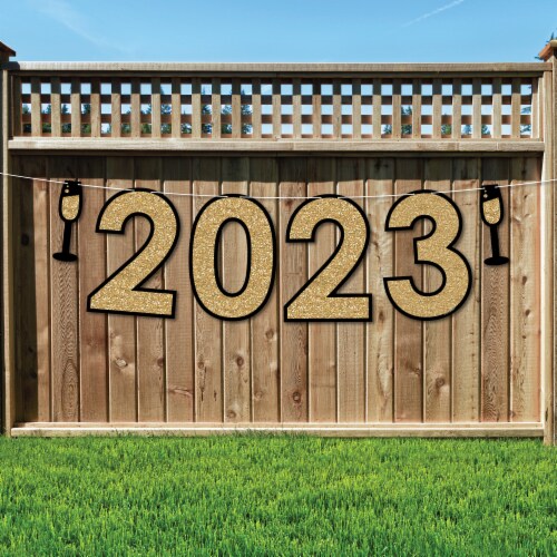 Big Dot of Happiness New Year's Eve Gold - New Year Party Decor - 2023 Outdoor Letter Banner Perspective: front