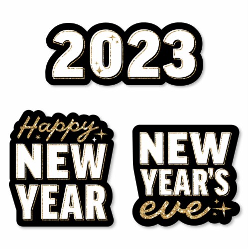 Big Dot of Happiness Hello New Year - DIY Shaped 2023 NYE Party Cut-Outs - 24 Ct Perspective: front