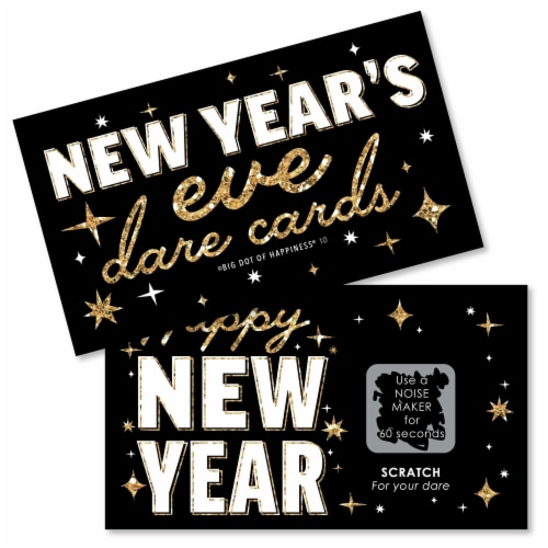 Big Dot of Happiness Hello New Year - NYE Party Game Scratch Off Dare Cards - 22 Count Perspective: front