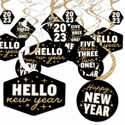 Big Dot of Happiness Hello New Year - 2023 NYE Party Hanging Decor - Party Decor Swirls 40 Ct Perspective: front