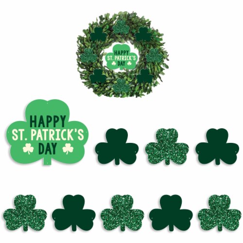 Big Dot of Happiness St. Patrick's Day Saint Patty's Party Door Decor Wreath Accessories 9 Pc Perspective: front