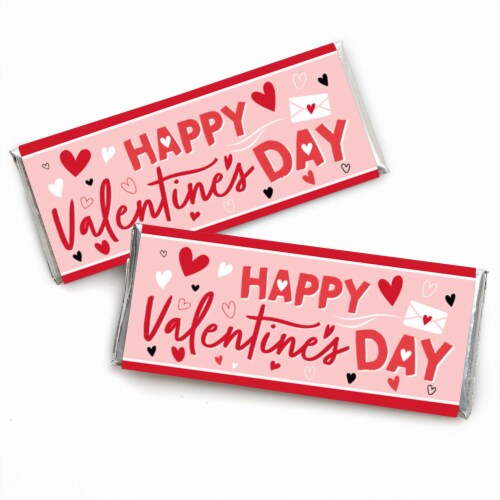 Big Dot of Happiness Happy Valentine's Day - Candy Bar Wrapper Valentine Party Favors - 24 Ct Perspective: front