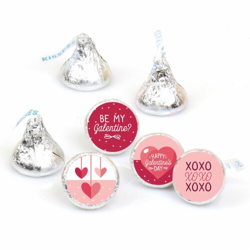 Big Dot of Happiness Happy Galentine's Day - Valentine's Day Candy Sticker Labels - 108 ct Perspective: front