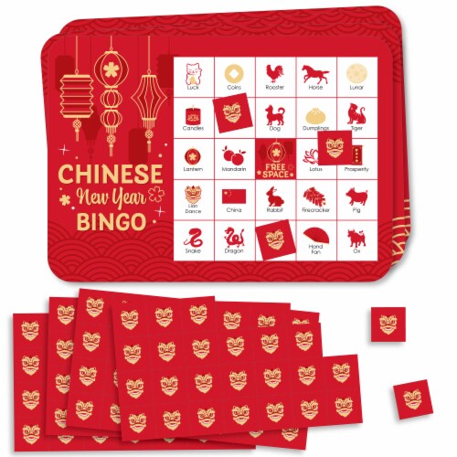 Big Dot of Happiness Chinese Lanterns 2023 Lunar New Year Game Scratch Off Fortune Card 22 Ct Perspective: front