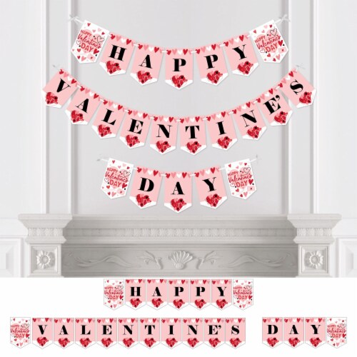 Big Dot of Happiness Happy Valentine's Day Valentine Hearts Party Bunting Banner Party Decor Perspective: front