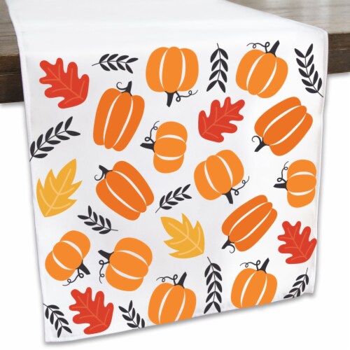 Big Dot of Happiness Fall Pumpkin Halloween or Thanksgiving Party Cloth Table Runner 13 x 70 Perspective: front