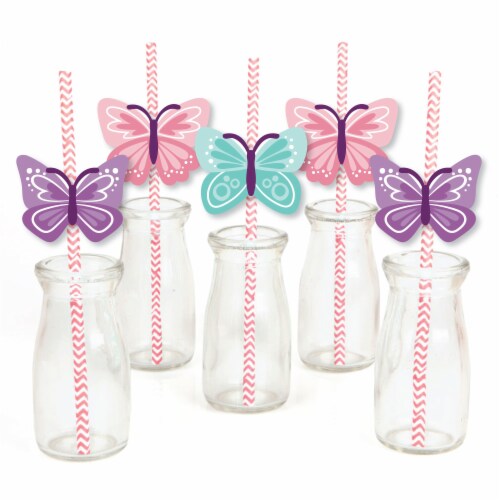 Big Dot of Happiness Beautiful Butterfly Baby Shower Birthday Paper Striped  Decor Straws 24Ct, 24 Count - Fred Meyer