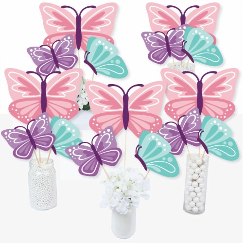 Pink and purple butterfly baby shower decorations cheap