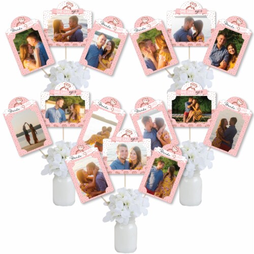 Big Dot of Happiness Bride Squad Rose Gold Bridal - Centerpiece Photo Table Toppers 15 Ct Perspective: front