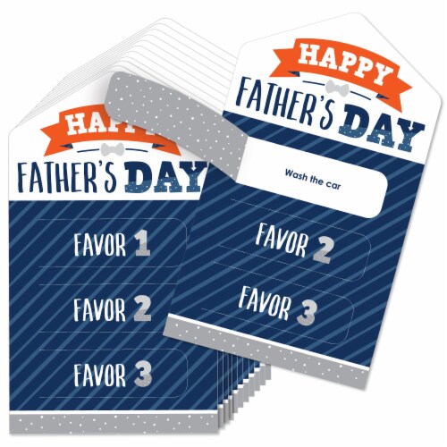 Big Dot of Happiness Happy Father's Day Party Game Pickle Cards - Kids Coupon Pull Tabs 12 Ct Perspective: front