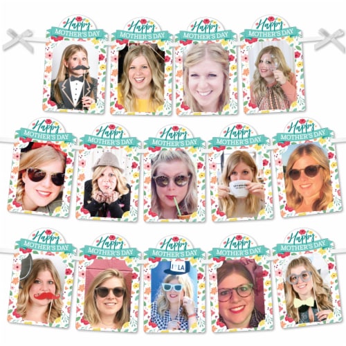 Big Dot of Happiness Colorful Floral Happy Mother's Day Decor - Picture Display Photo Banner Perspective: front