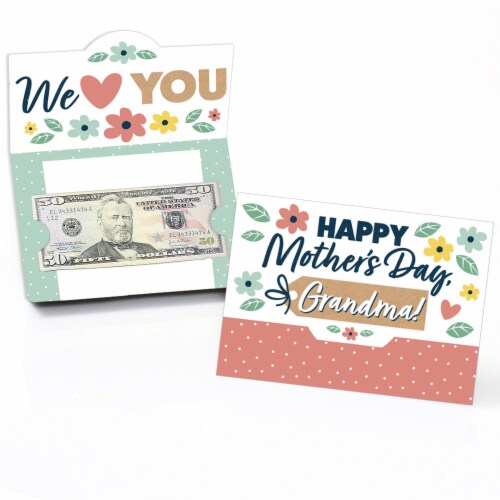 Big Dot of Happiness Grandma, Happy Mother's Day - Grandmother Money & Gift Card Holders 8 Ct Perspective: front