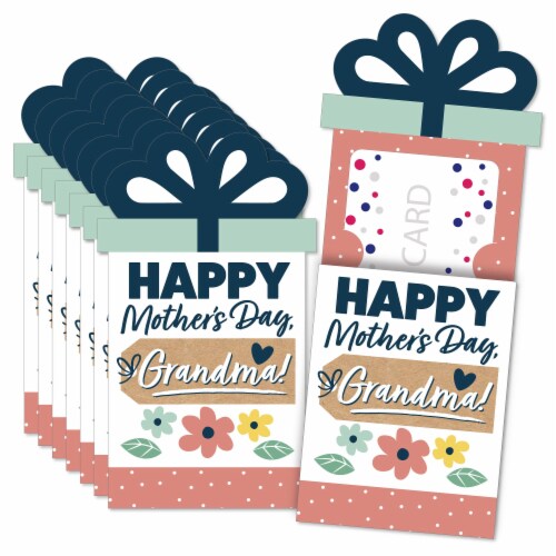 Big Dot of Happiness Grandma, Happy Mother's Day - Money & Gift Card Nifty Gifty Holders 8 Ct Perspective: front