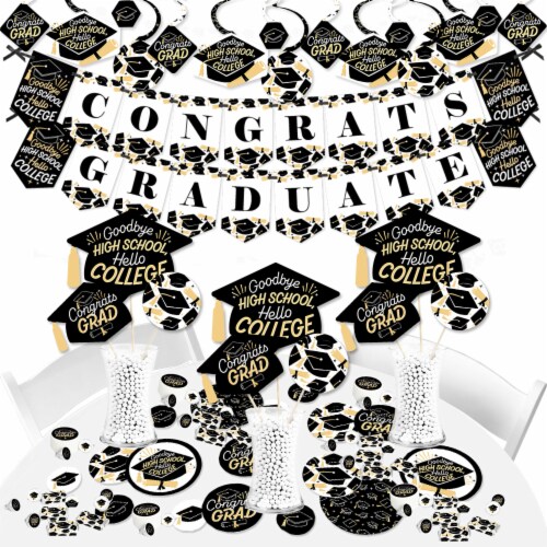 Big Dot of Happiness Goodbye High School, Hello College Grad Party Supplies Kit Fundle Bundle Perspective: front